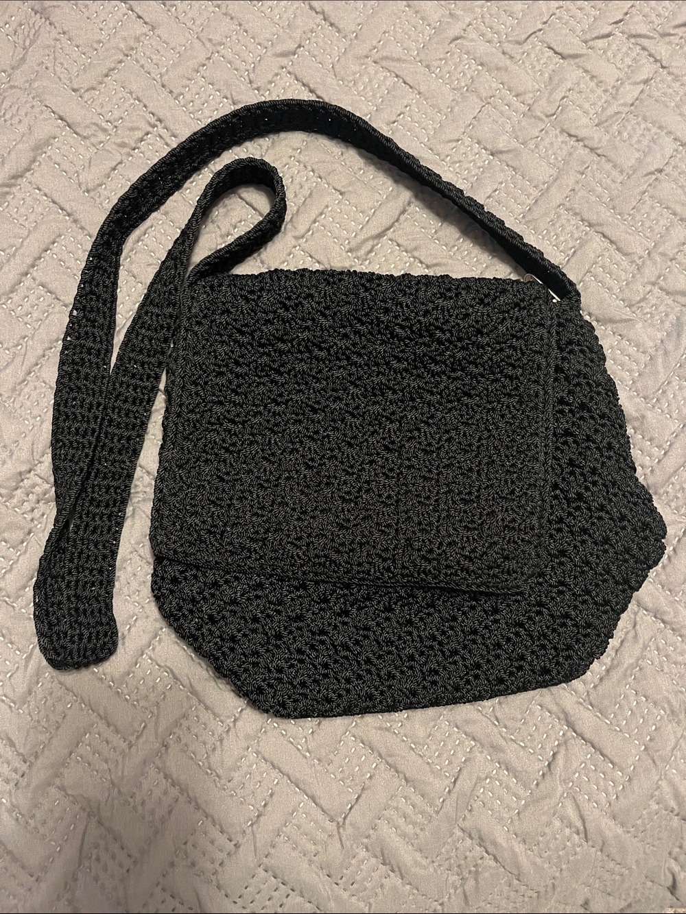 The Sak Handwoven Black Crochet Crossbody Bag